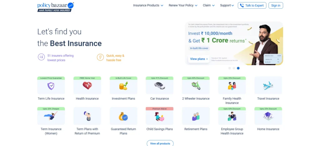 Fintech Company in India - PolicyBazaar