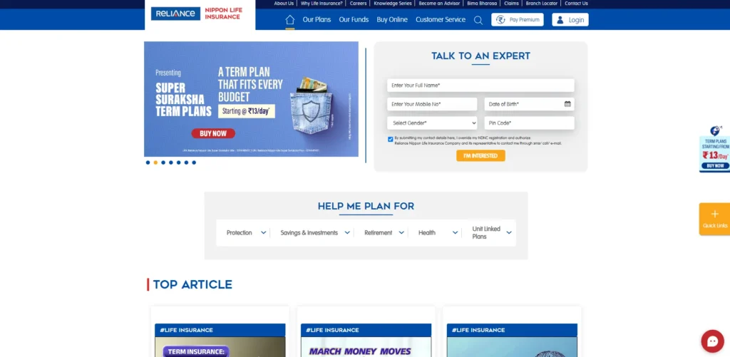 Life Insurance Company in India - Reliance Nippon Life Insurance