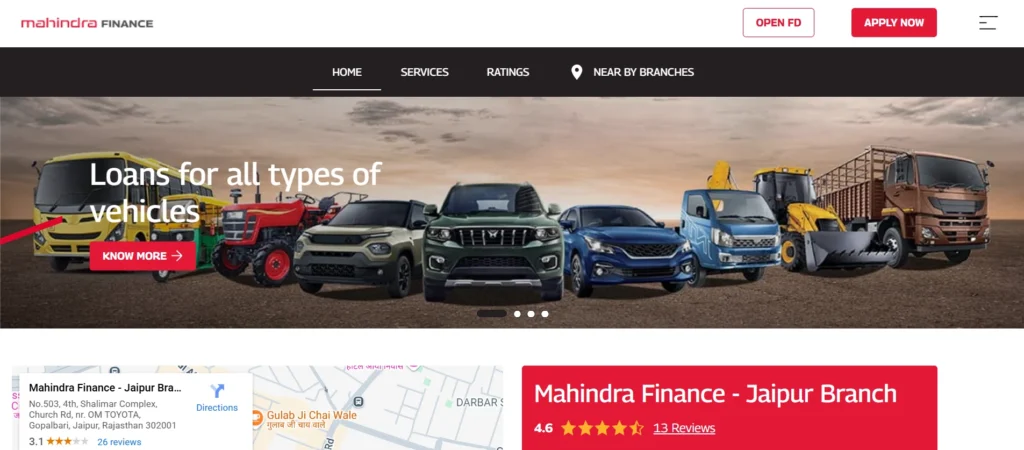 Finance Company in Jaipur - Mahindra & Mahindra Financial Services Ltd.
