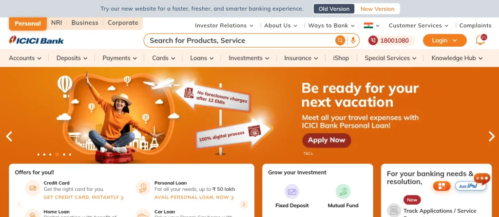 Finance Companies in Mumbai – ICICI Bank