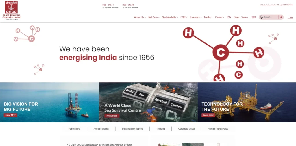 Green Hydrogen Company in India - ONGC (Oil and Natural Gas Corporation)