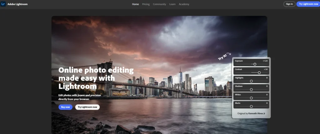 Photo Editing Software - Adobe Lightroom