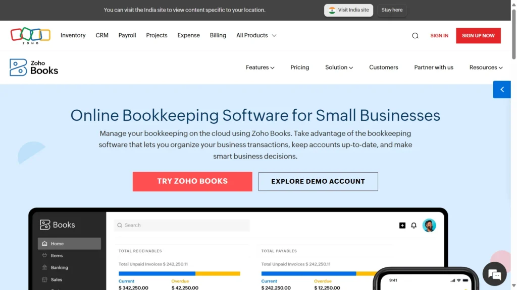 Bookkeeping Software for Small Business - Zoho Books