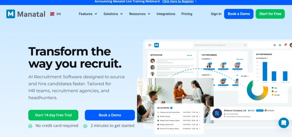 Recruiting Automation Software: Manatal