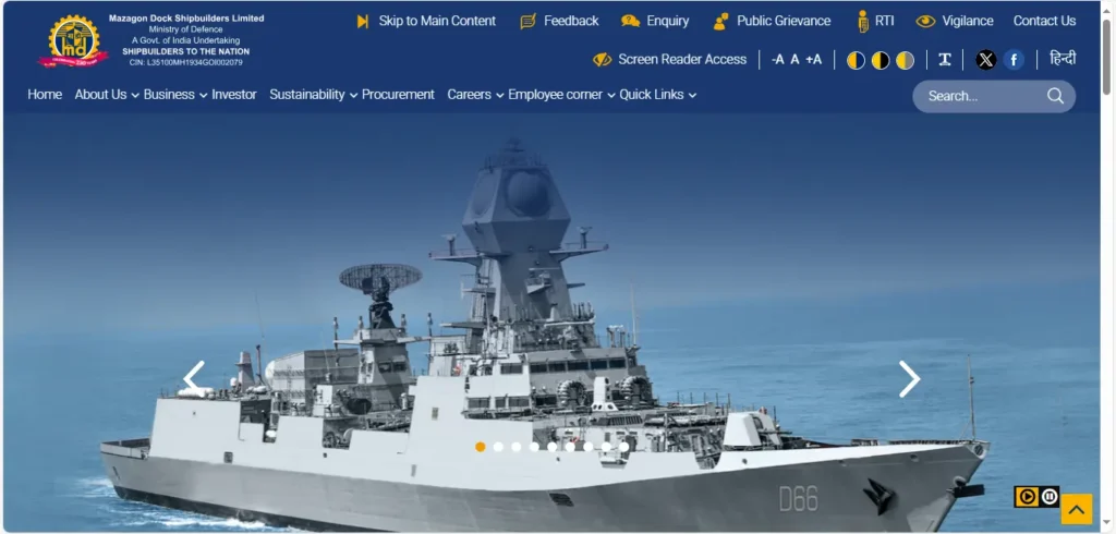 Top Defence Company in India: Mazagon Dock Shipbuilders Limited