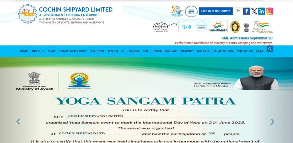 Top Defence Company in India- Cochin Shipyard Limited