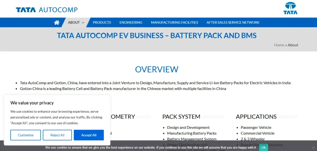 Top Battery Company in India: Tata Autocomp Gotion Green Energy Solutions Pvt. Ltd.