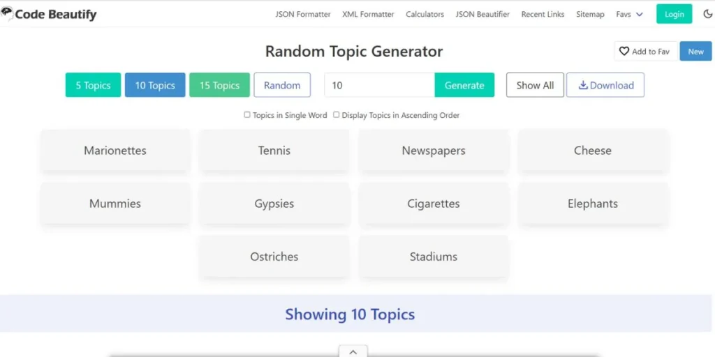 Random Topic Generator