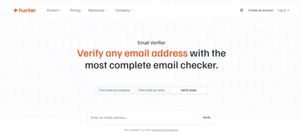 Email verification tool - Hunter