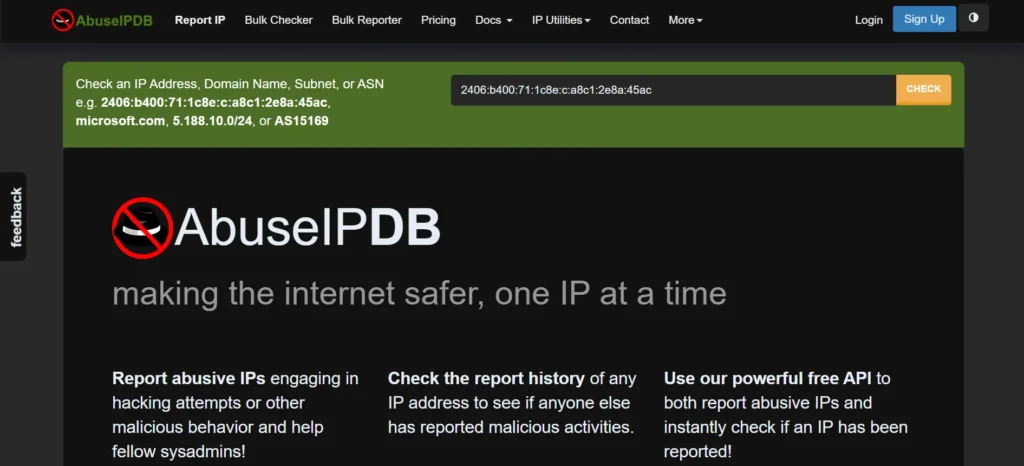 AbuseIPDB - IP Address Lookup Tool