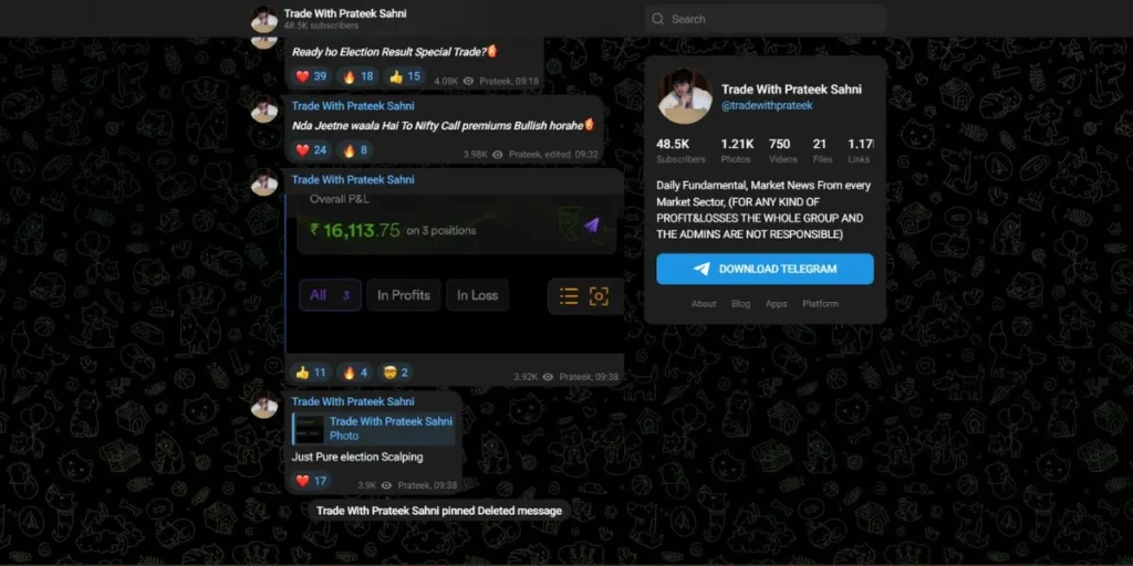 Telegram Channels for Stock Market - Trade with Prateek Sahni