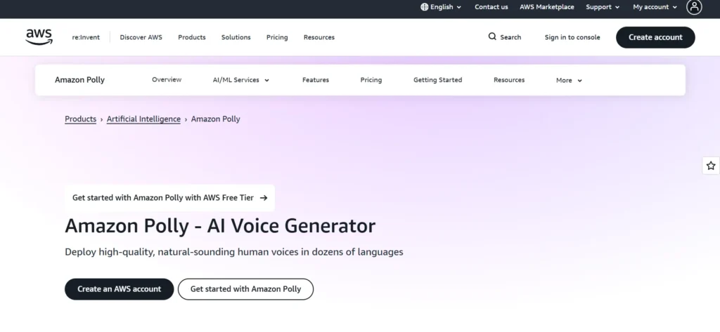 Amazon Polly (AWS) - AI Tool to Turn Your Book into an Audiobook