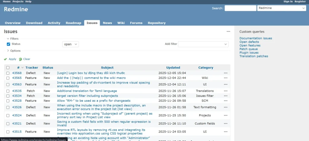 Redmine - Bug Tracking Software