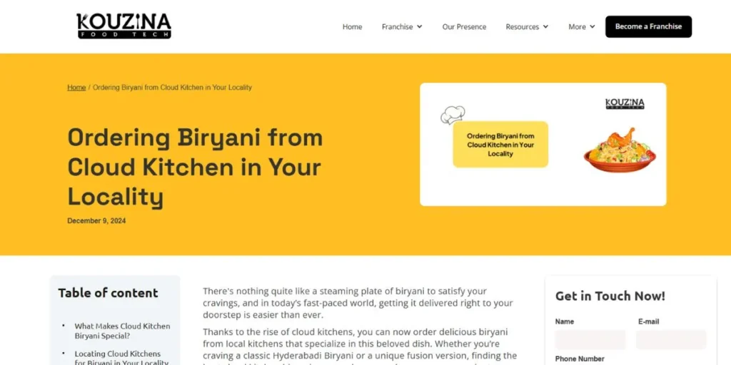 Cloud Kitchen Franchise