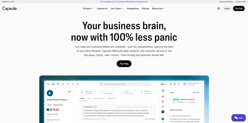 crm software for startups-Capsule CRM