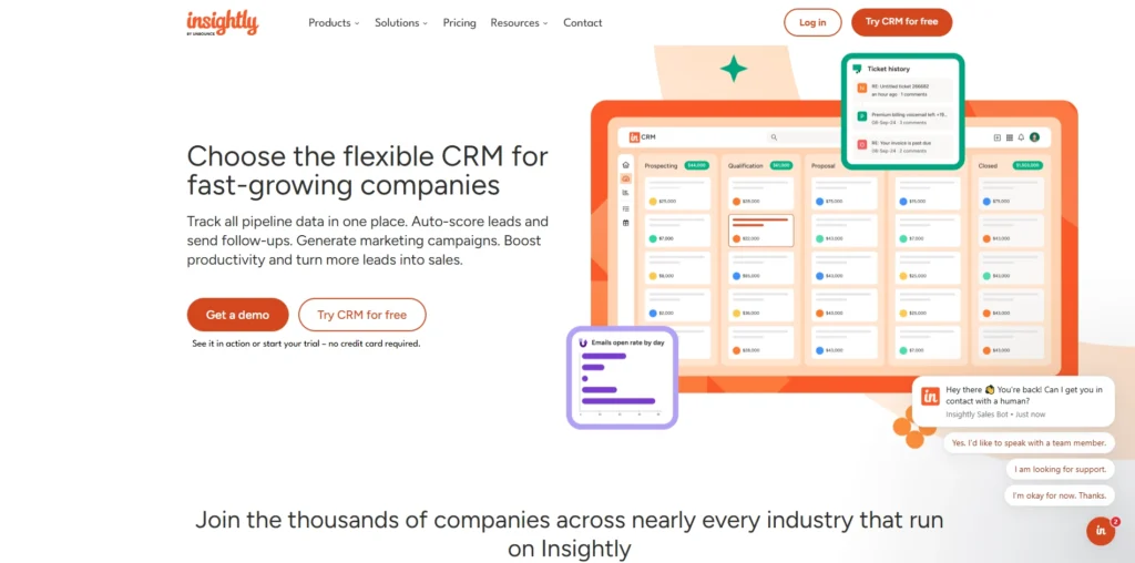 crm software for startups- Insightly