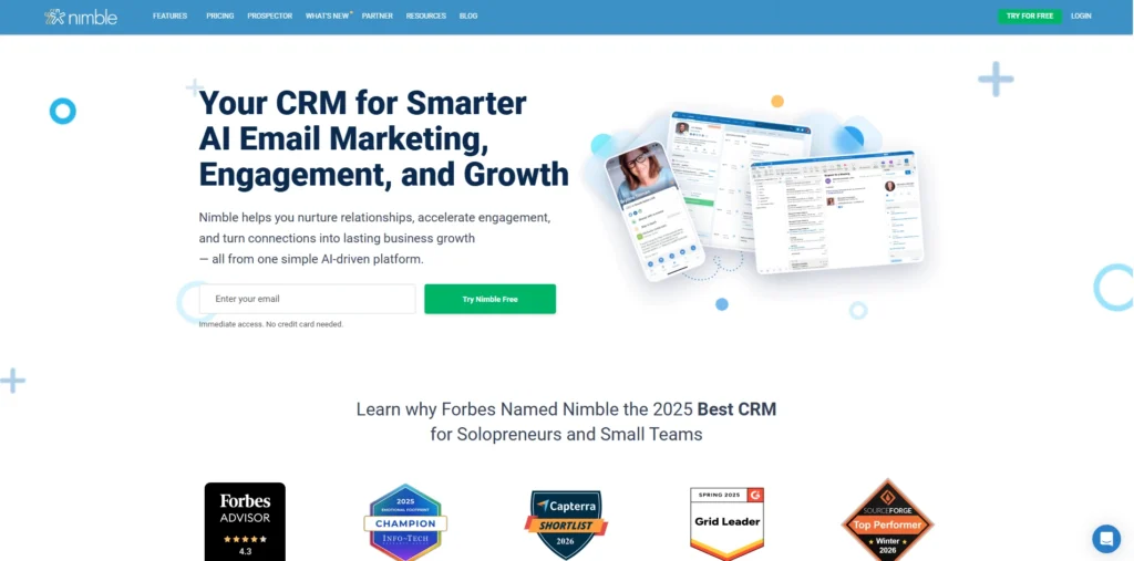 crm software for startups- Nimble