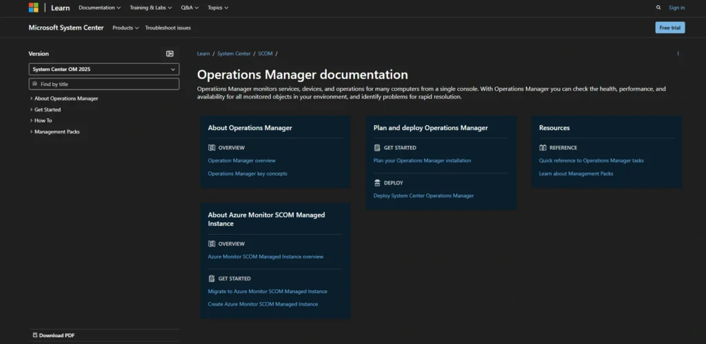 Infrastructure Monitoring Tools-Microsoft System Center Operations Manager