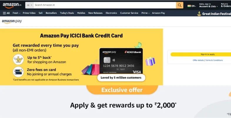 Best Rewards Credit Card - Amazon Pay ICICI Bank Credit Card