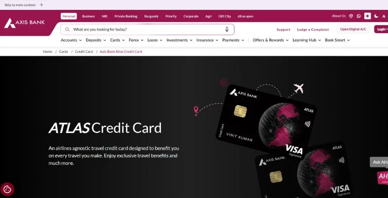 Best Rewards Credit Card - Axis Bank Atlas Credit Card