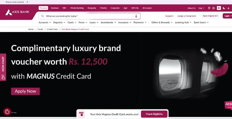 Best Rewards Credit Card - Axis Bank Magnus Credit Card