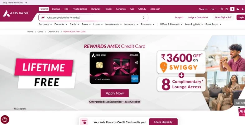 Best Rewards Credit Card - Axis Bank Rewards Credit Card