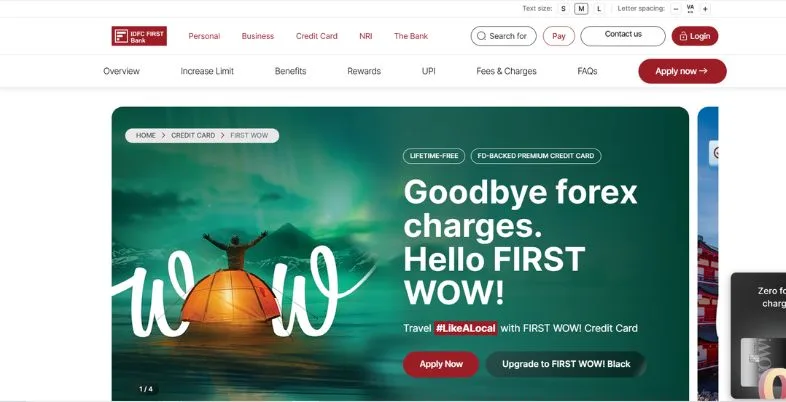 Top 10 Lifetime Free Credit Card in India - IDFC FIRST WOW! Credit Card